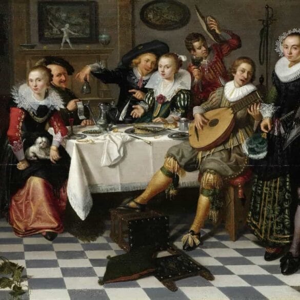Isack Elyas – Feestvierend gezelschap, 1629, olieverf op paneel, 47,1 x 63,2 cm, Rijksmuseum, Amsterdam