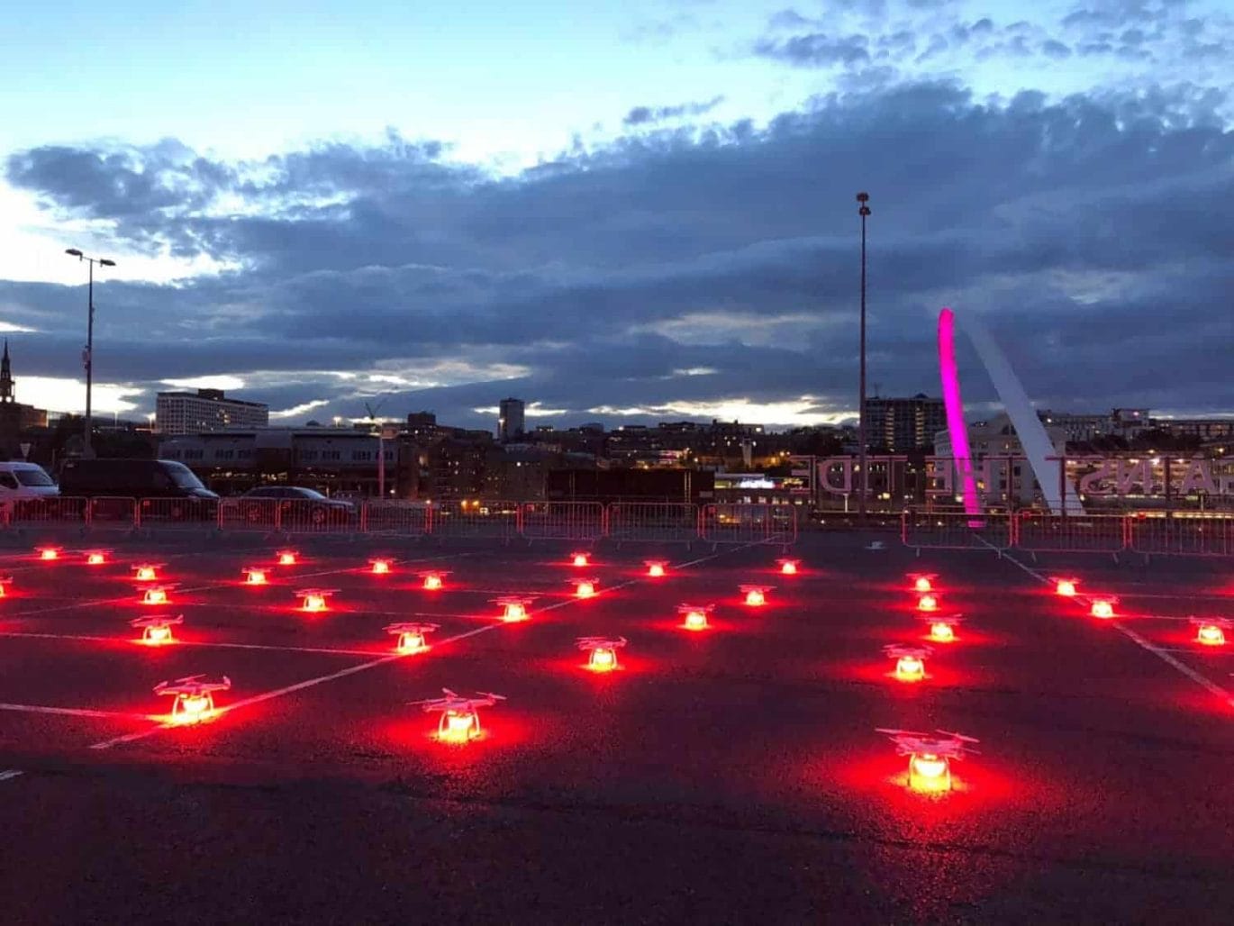 drones met gekleurde lampen