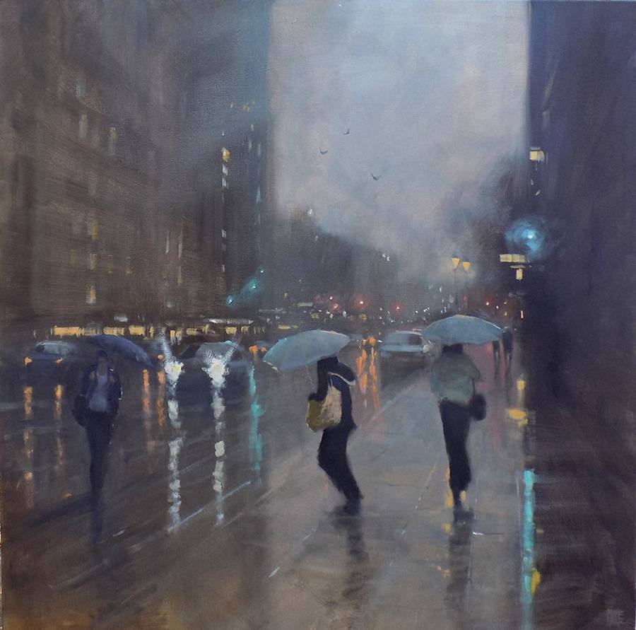 schilderij van een regenachtige dag