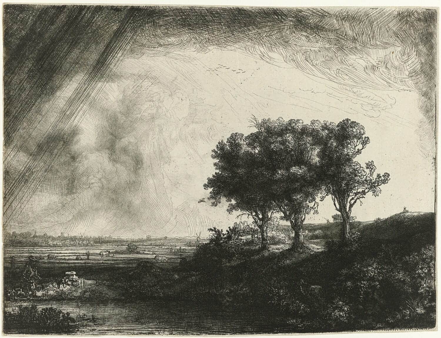 Rembrandt van Rijn-De drie bomen 1643