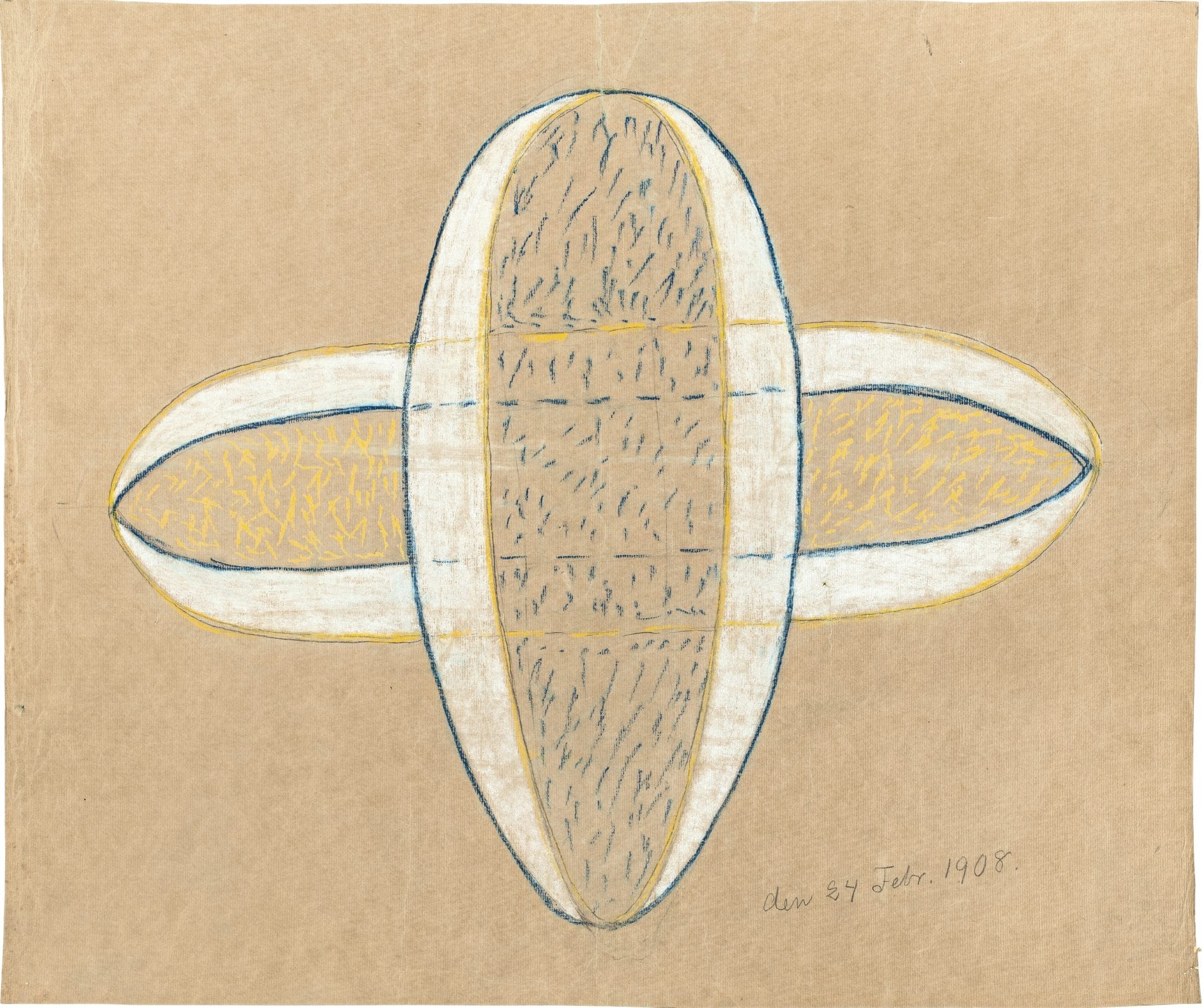 Hilma af Klint Untitled, The Five, 1908 Dry pastel and graphite on paper 53.2 x 63.4 cm Courtesy The Hilma af Klint Foundation, Stockholm, HaK 1252 ©The Hilma af Klint Foundation, Bilbao 2024