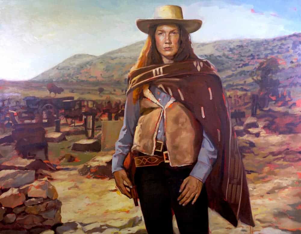 Virginia Eastwood in “The Good, the Bad and the Ugly”, 2013. Oil on canvas, 62″ x 80″.