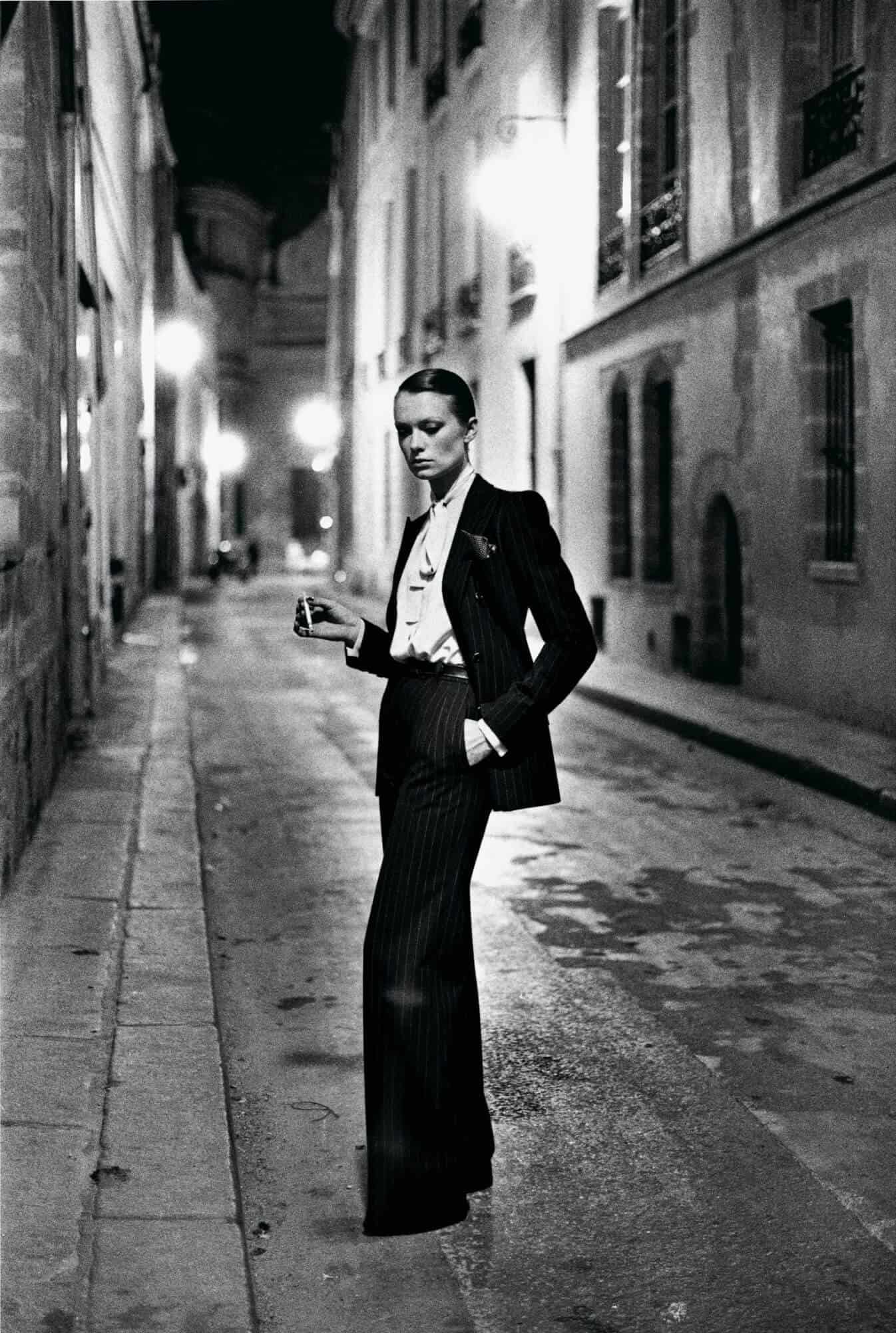 Yves Saint Laurent, French Vogue, Rue Aubriot, Paris 1975 © Helmut Newton / Helmut Newton Estate