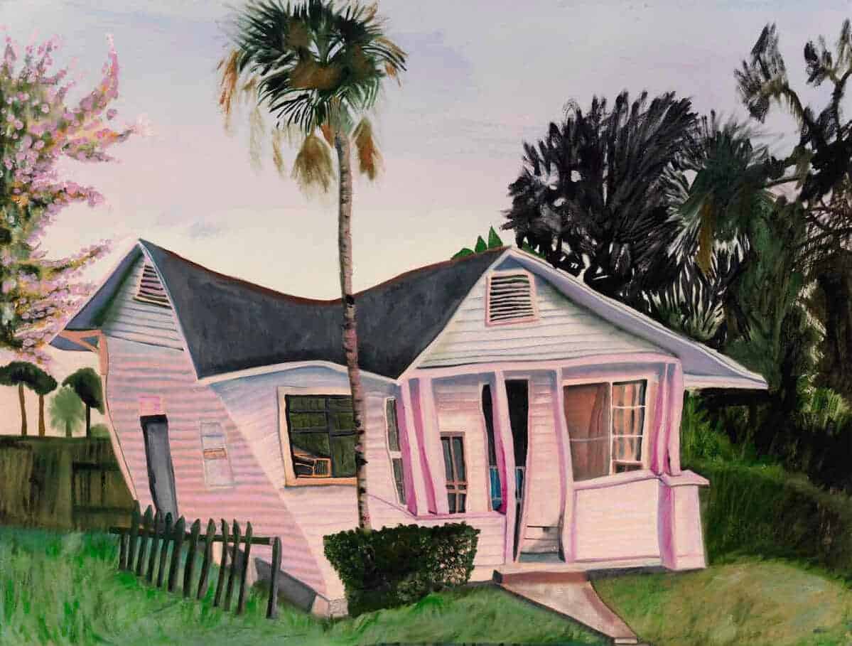 trippy schilderij van een huis
