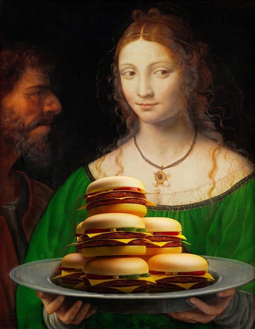 schilderij met hamburgers