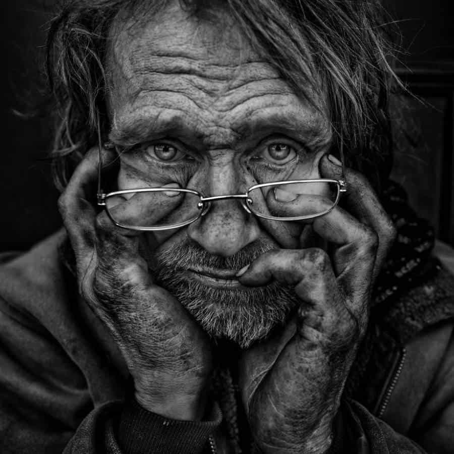 portret van een dakloze