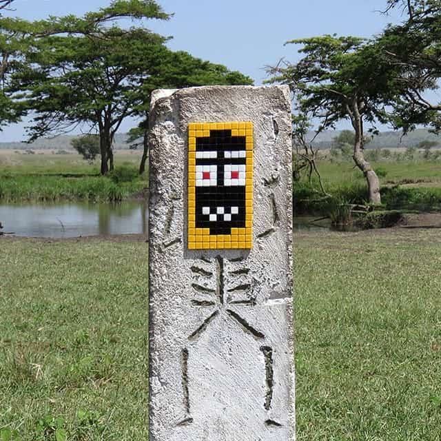 Invader brengt straatkunst naar de Serengeti in Tanzania