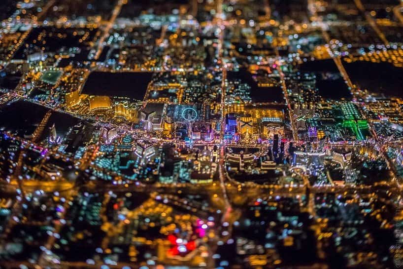 Las Vegas lijkt vanuit de lucht op een computerchip
