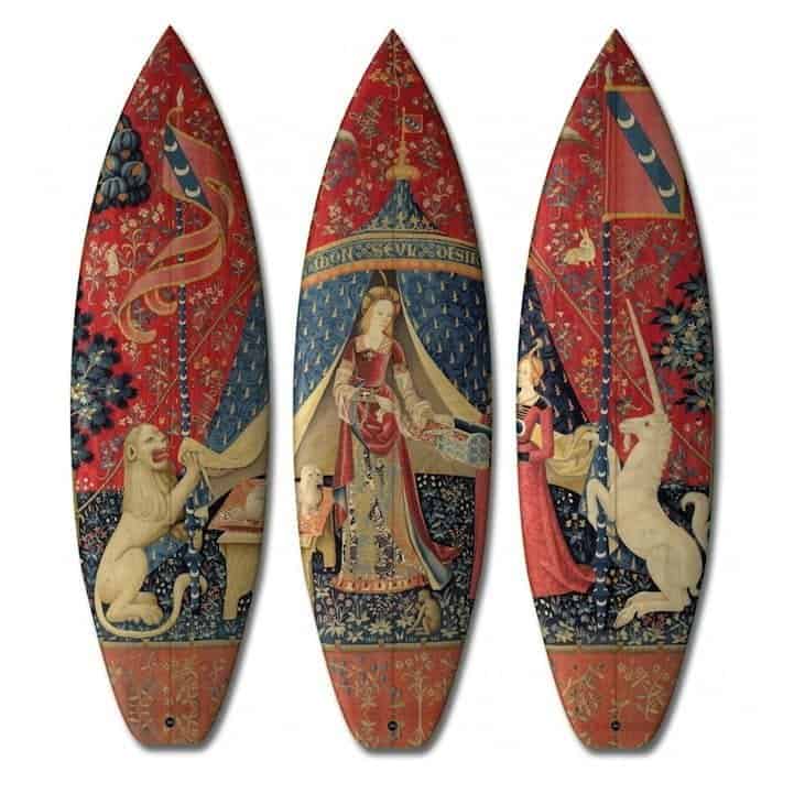 Surfboards met middeleeuwse kunst